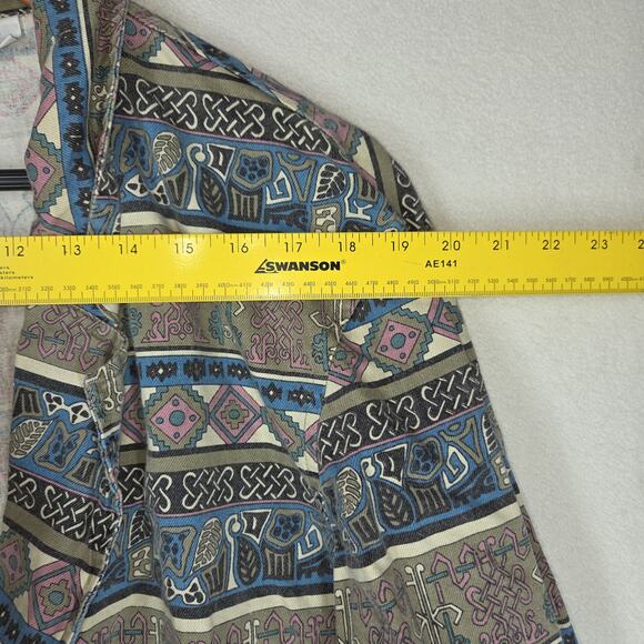 Vintage Chicos Womens Blazer Jacket Large Pockets Business Grandma Aztec Western - Picture 2 of 11